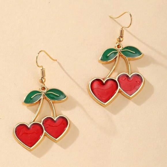 Cherry Heart Earrings - Picture 3 of 5